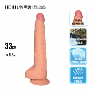Dương Vật Giả HEIHUN 33CM – Siêu Dài, Gân Sâu, Đế Hút Chắc, Cao Su Mềm Mại Kích Thích