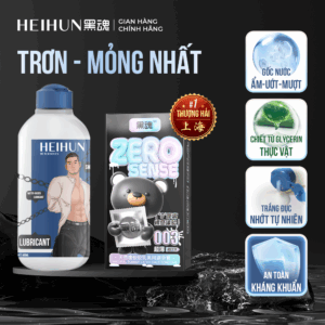 COMBO Hộp 3 Bao Cao Su Black Bear Zero 003 + Chai 400ML Gel Bôi Trơn HEIHUN Trắng Đục Ẩm Tự Nhiên