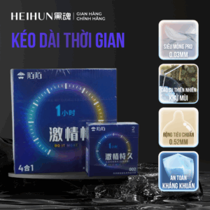 Bao cao su HEIHUN Momo Cao Cấp Kéo Dài Ôm Sát – Hộp 3/ 60 cái