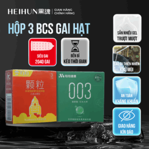 Bao cao su HEIHUN Momo Pro Siêu Hạt/ Mỏng Pro - Hộp 3 cái