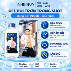 Gel Bôi Trơn Gốc Nước Trong Suốt 200ml – Siêu Trơn Mượt, Lâu Khô, Cấp Ẩm Tốt, Có Thể Dùng Bằng Miệng, Chính Hãng HEIHUN